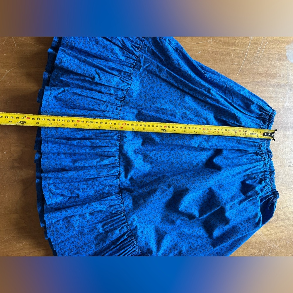 Vintage Ruffle Blue Midi Skirt with Ruffle Hem Small - Picture 5 of 6